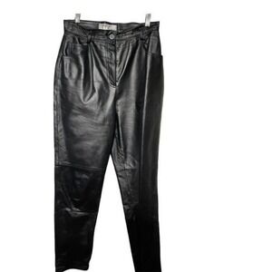 Tower Hill Collection Womens Vintage Black 100%Leather High Waisted Pants Size 8